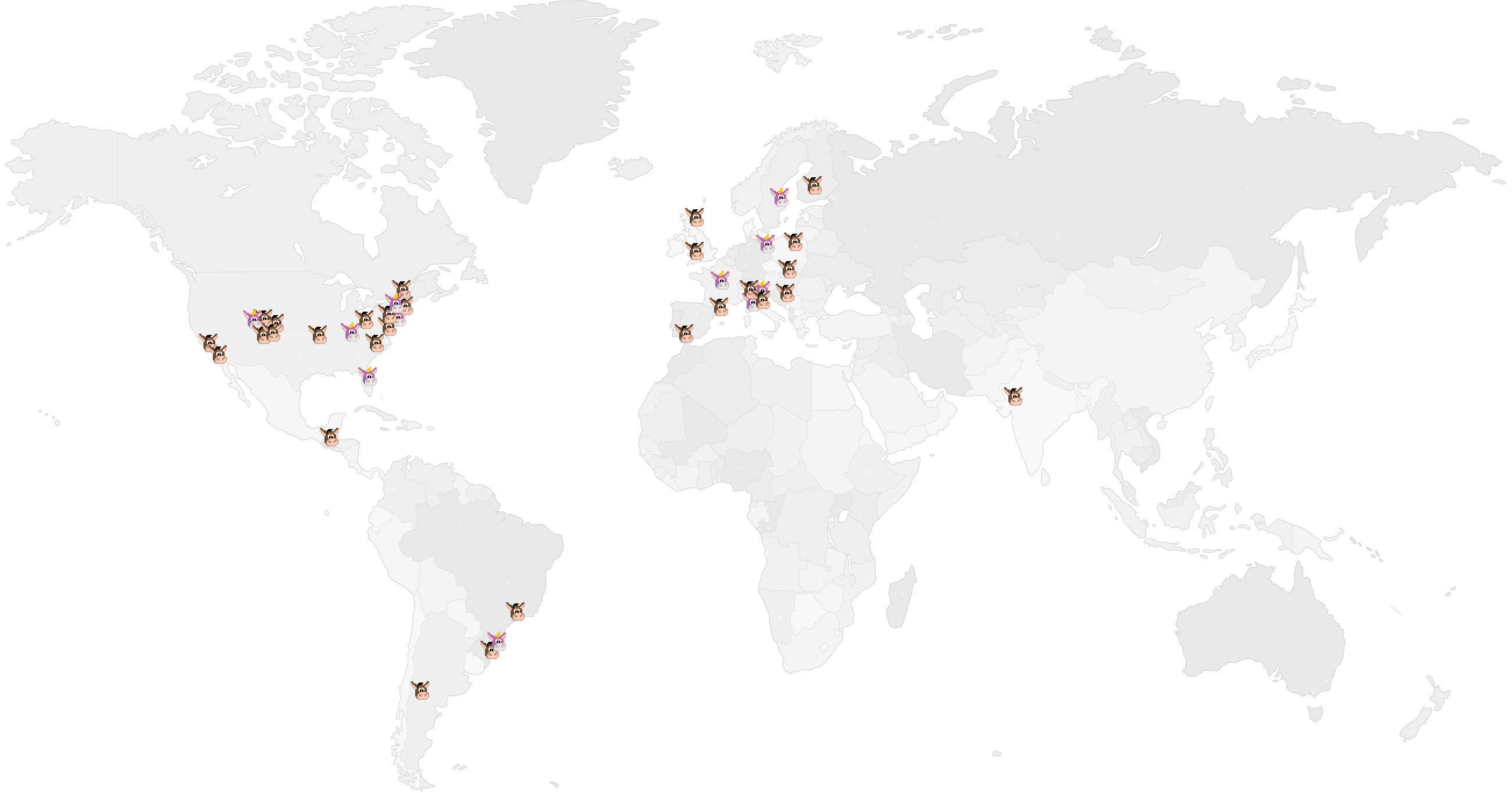 Um mapa com a localização de todos os funcionários